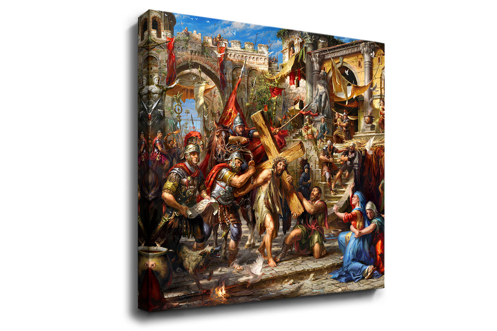 The Way of Love | Jesus Carrying His Cross - Blend Cota Art Print on Canvas - Blend Cota Studios 
