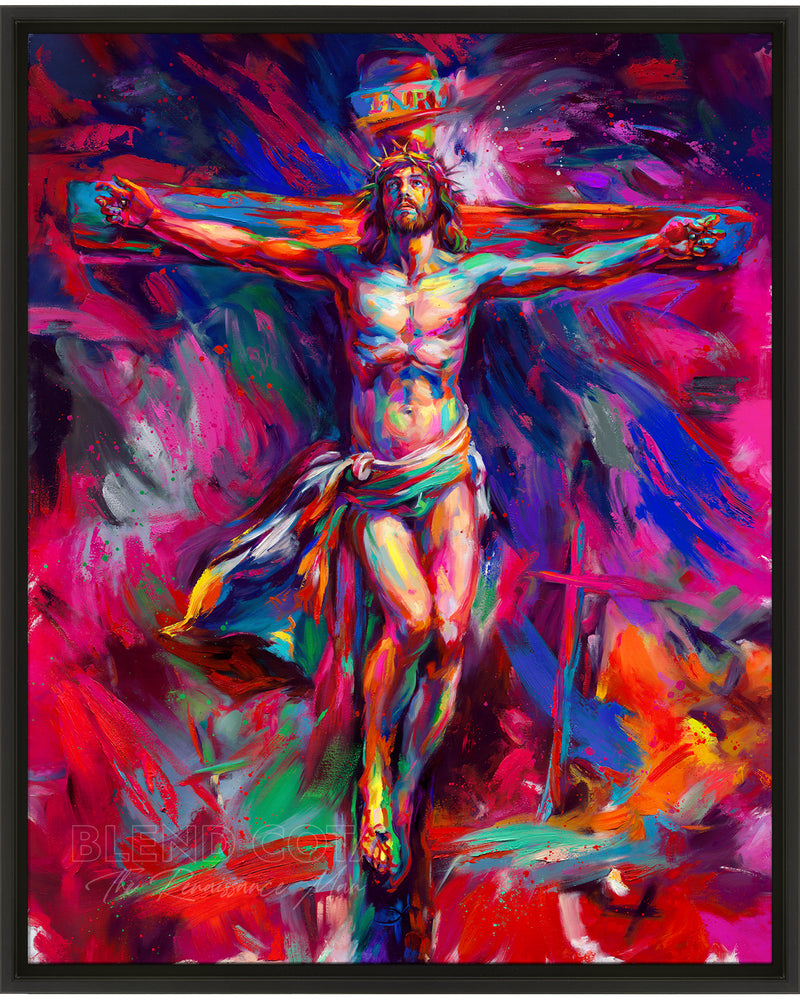 
                  
                    For The Love of God | Jesus Crucifixion - Blend Cota Limited Edition Framed Art on Canvas - Blend Cota Studios painting in a black Frame
                  
                