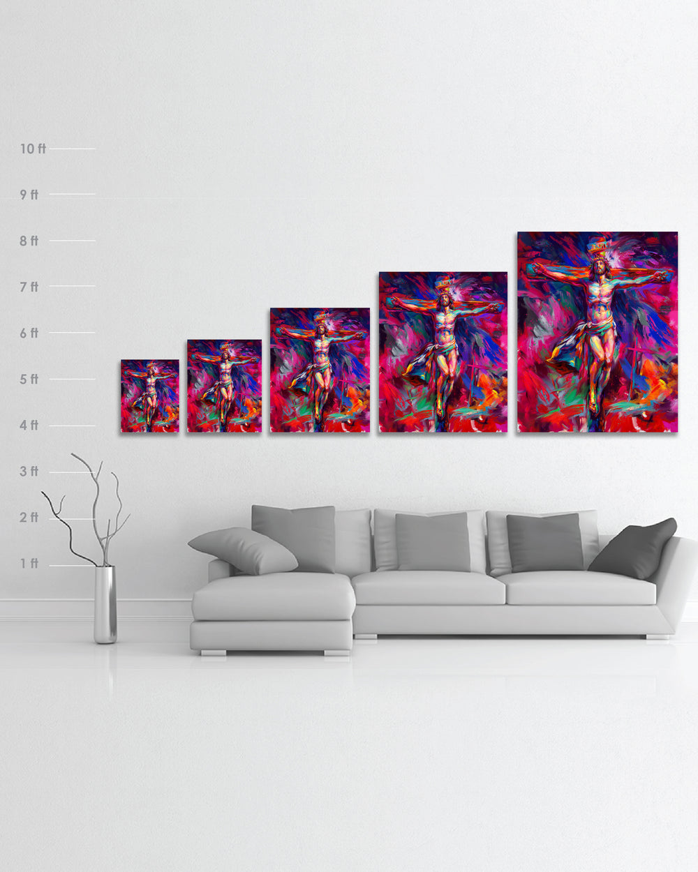 For The Love of God | Jesus Crucifixion - Blend Cota Limited Edition Art on Metal - Blend Cota Studios - Size chart