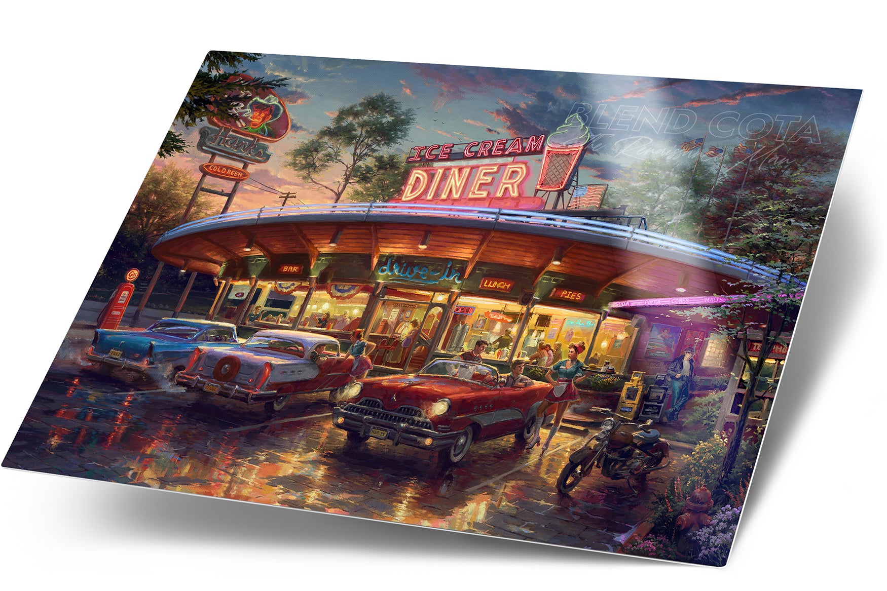 Meet You At The Diner - Blend Cota Art Print on Metal - Blend Cota Studios 