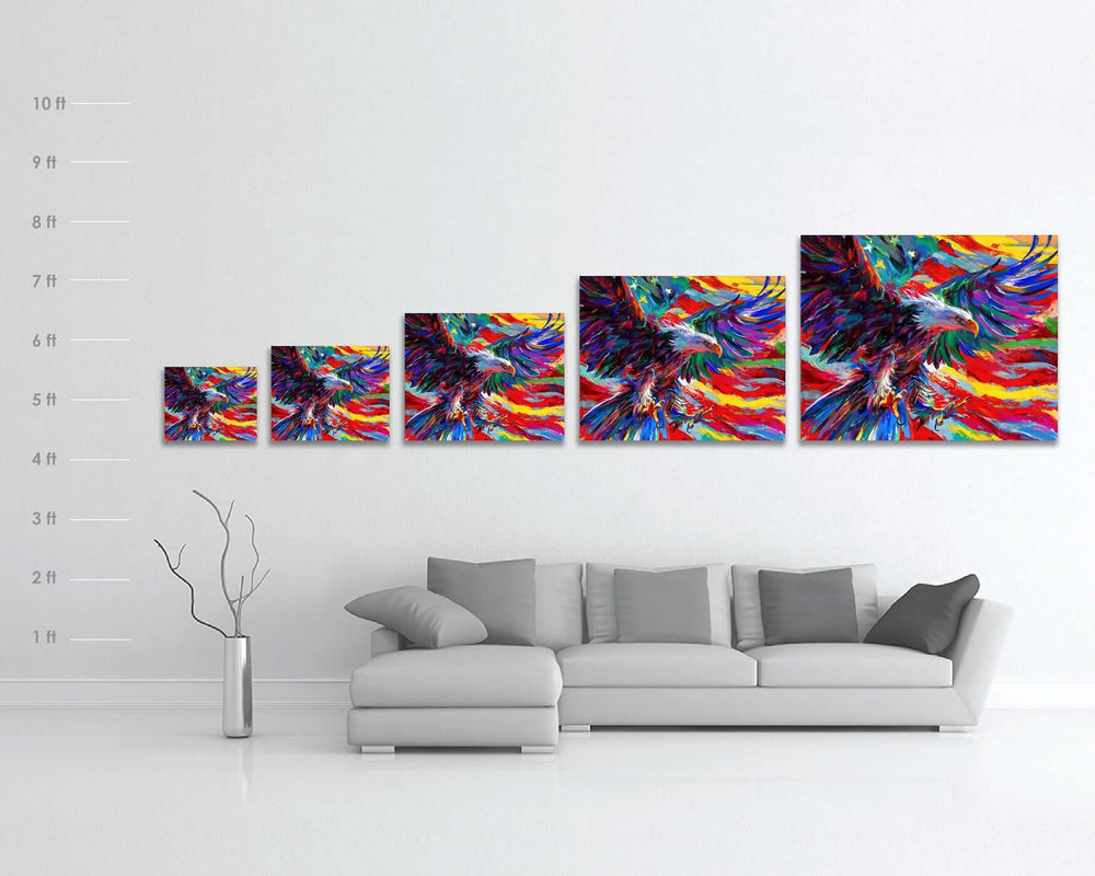 Eagle of Freedom - Blend Cota Limited Edition Art on Metal - Blend Cota Studios - Size Chart