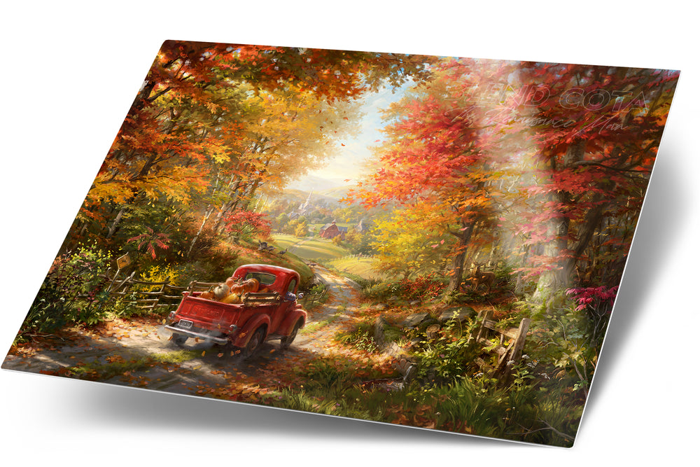 
                  
                    The Place I Belong | Fall Road Autumn Leaves - Blend Cota Art Print on Metal - Blend Cota Studios
                  
                