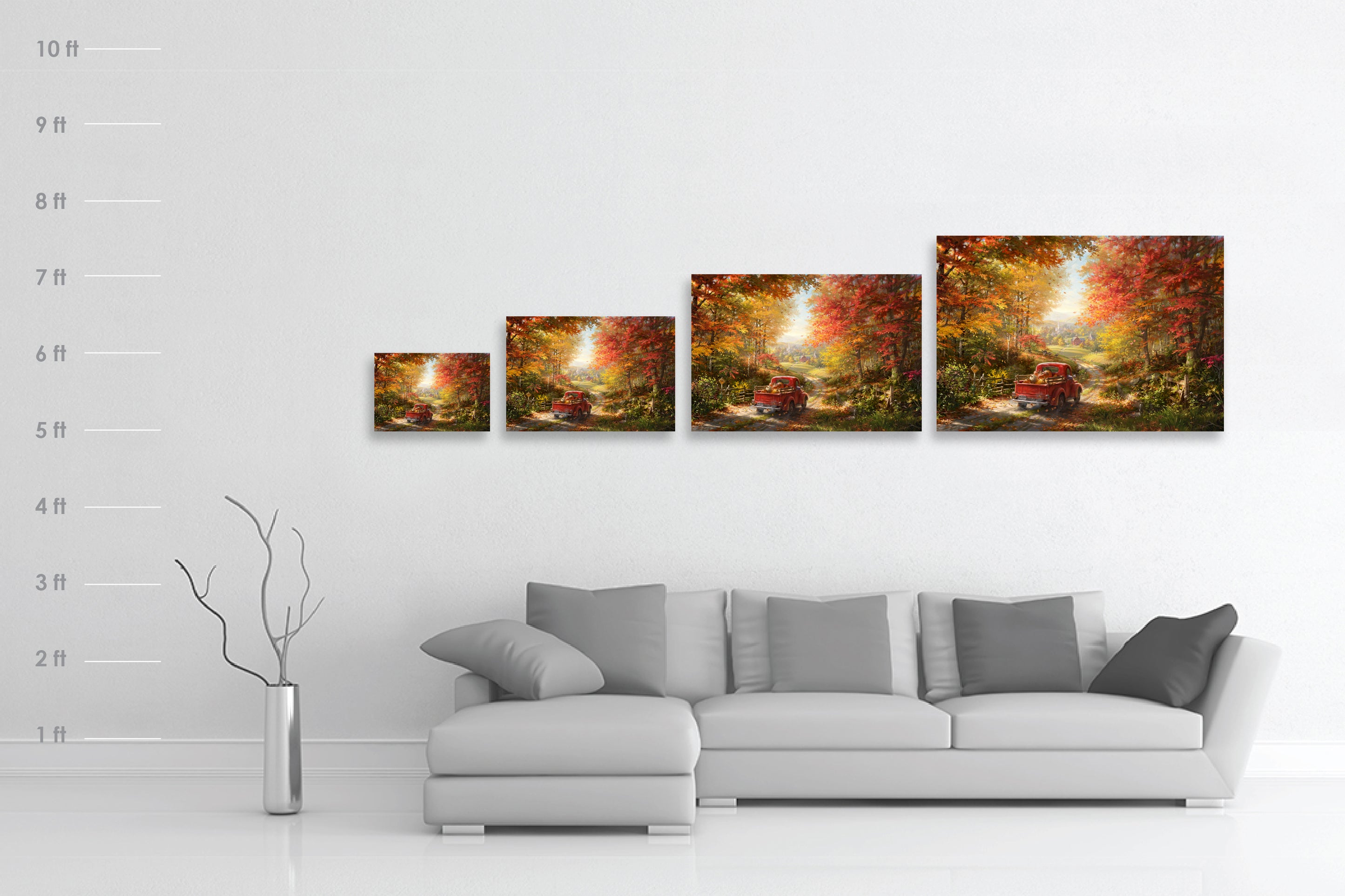 
                  
                    The Place I Belong | Fall Road Autumn Leaves - Blend Cota Limited Edition Art on Metal - Blend Cota Studios - size comparison chart
                  
                