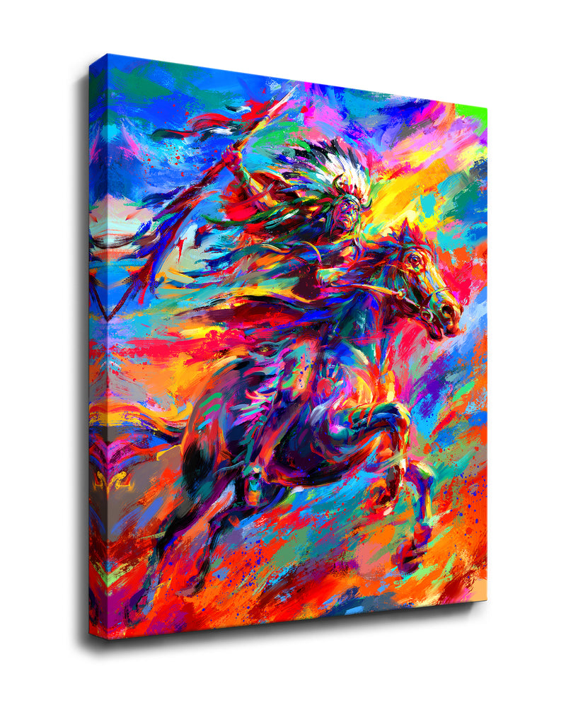 Geronimo | Native American on Horseback - Blend Cota Art Print on Canvas - Blend Cota Studios 