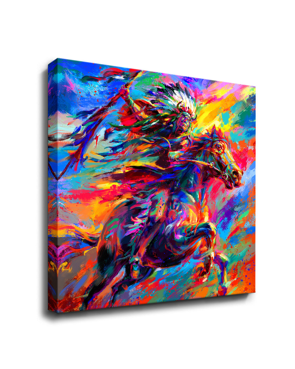Geronimo | Native American on Horseback - Blend Cota Art Print on Canvas - Blend Cota Studios 