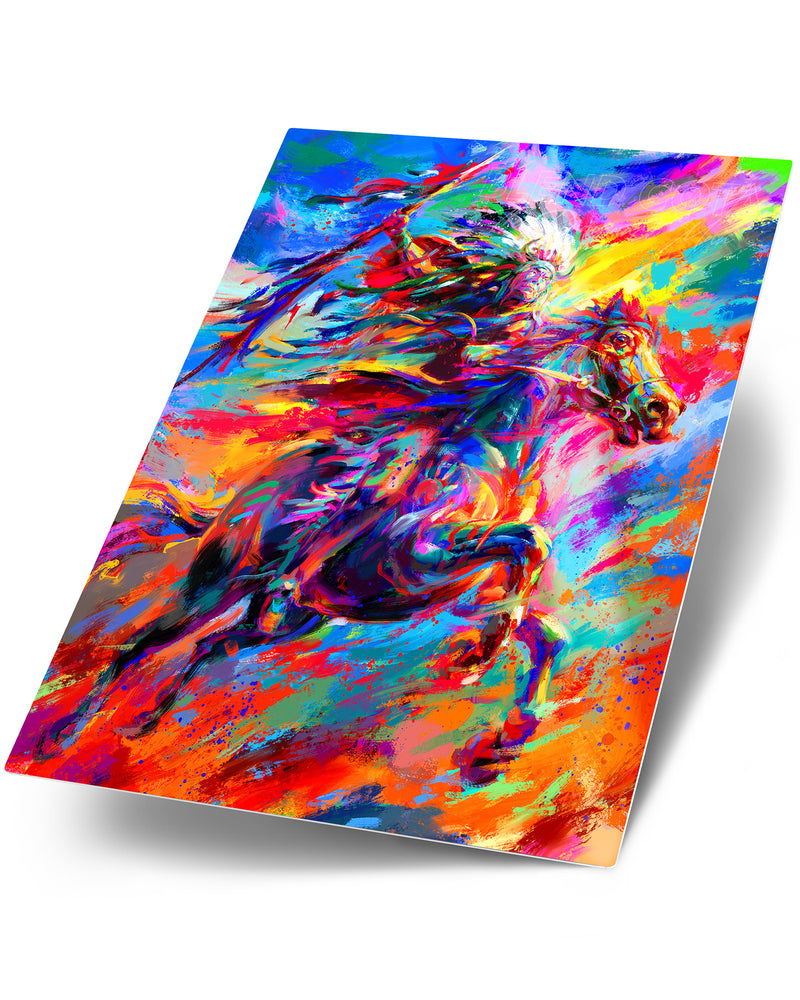 
                  
                    Geronimo | Native American on Horseback - Blend Cota Art Print on Metal - Blend Cota Studios 
                  
                