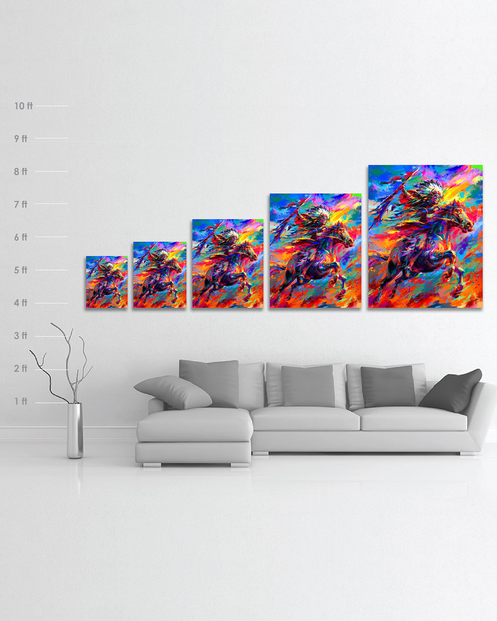 Geronimo | Native American on Horseback - Blend Cota Limited Edition Art on Metal - Blend Cota Studios - Size chart