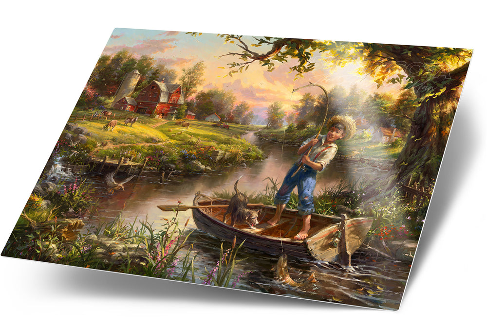Gone Fishing - Blend Cota Art Print on Metal - Blend Cota Studios 