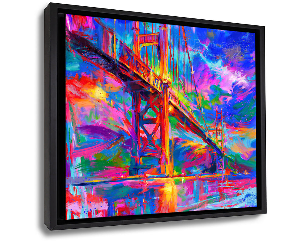 Golden Gate Bridge - Blend Cota Art Print Framed on Canvas - Blend Cota Studios - Black Frame