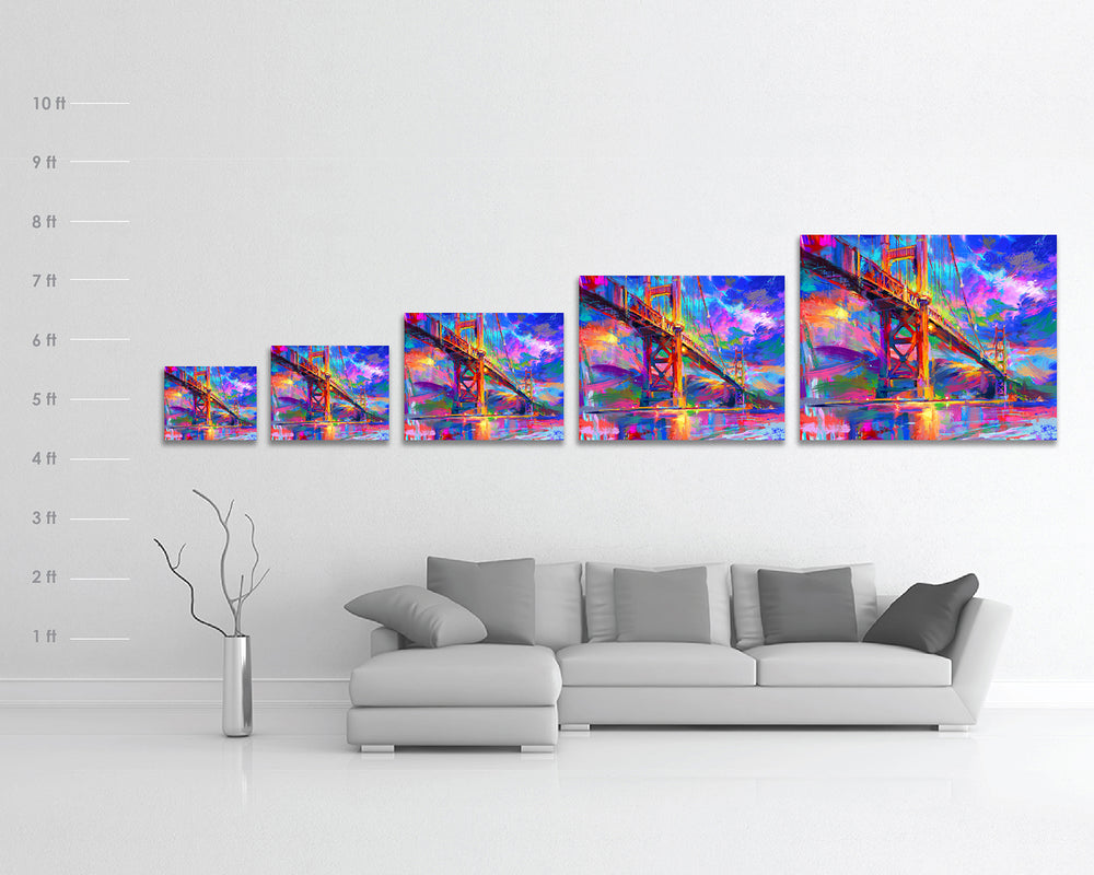 Golden Gate Bridge - Blend Cota Limited Edition Art on Metal - Blend Cota Studios - Size chart comparison