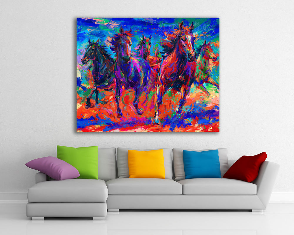 Gallop of the Wild - Blend Cota Original Oil Painting Framed - Blend Cota Studios 