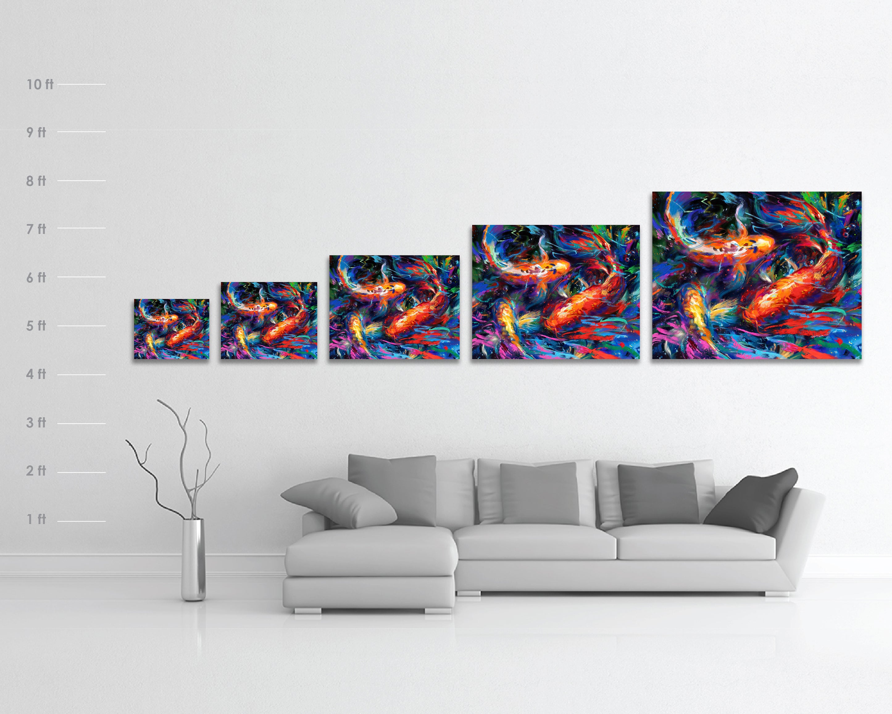 
                  
                    Koi Garden - Blend Cota Limited Edition Art on Metal - Blend Cota Studios size chart comparison
                  
                