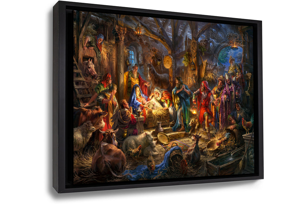 Nativitas | A King is Born Baby Jesus - Blend Cota Art Print Framed on Canvas - Blend Cota Studios