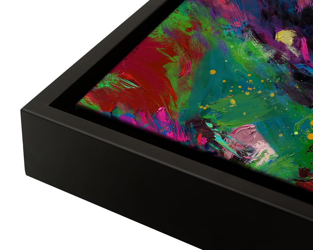 The Ram Spirit - Blend Cota Art Print Framed on Canvas - Blend Cota Studios - Black Frame close up