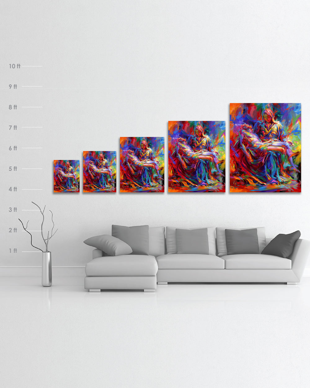 The Colors of Pieta - Blend Cota Limited Edition Art on Metal - Blend Cota Studios - size chart comparison
