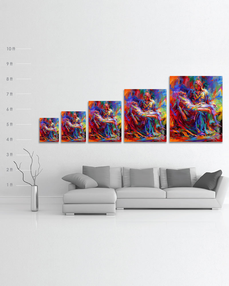 
                  
                    The Colors of Pieta - Blend Cota Limited Edition Art on Metal - Blend Cota Studios - size chart comparison
                  
                