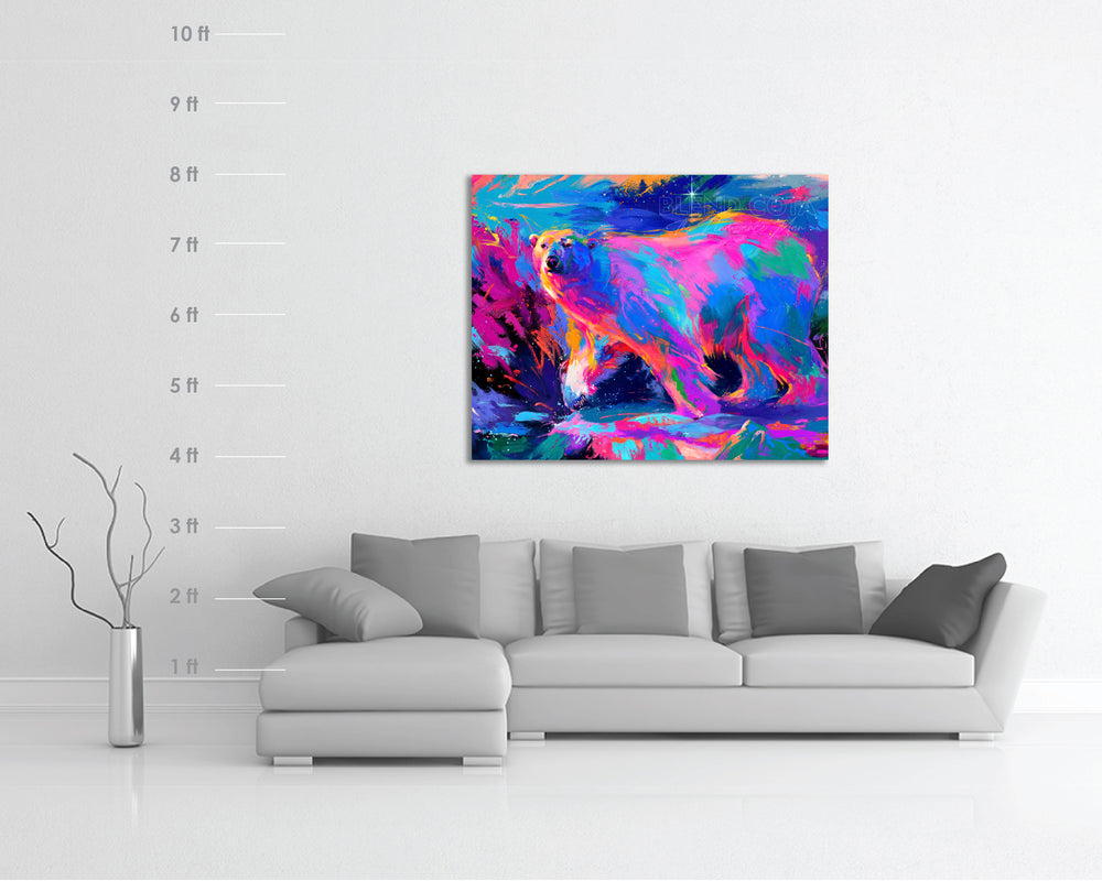 True Northern Spirit - Blend Cota Original Oil Painting Framed- Blend Cota Studios size reference of painting hanging on wall