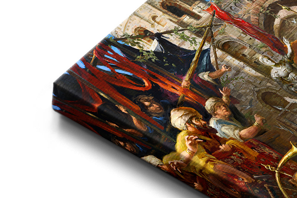 The Way of Love | Jesus Carrying His Cross - Blend Cota Art Print on Canvas - Blend Cota Studios - close up detail
