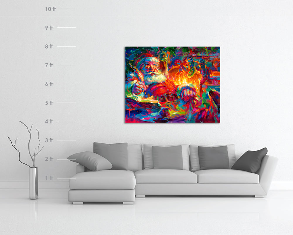 Santa painted by Blend Cota original oil painting from Blend Cota Studios with size comparison