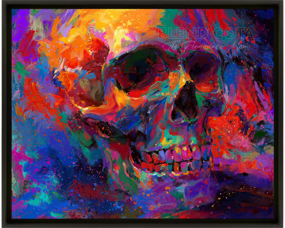 Golgotha | The Skull - Blend Cota Limited Edition Art Framed on Canvas- Blend Cota Studios - Black Frame