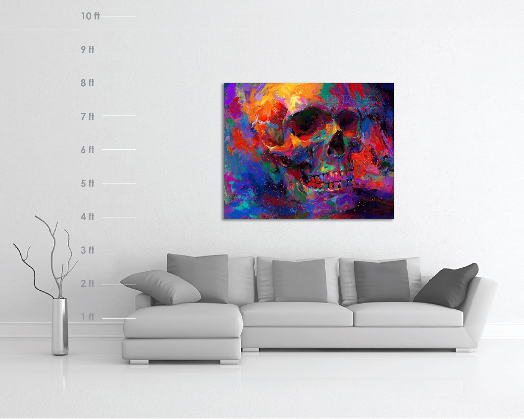 
                  
                    Golgotha | The Skull - Blend Cota Original Oil Painting Framed- Blend Cota Studios - Size chart 
                  
                