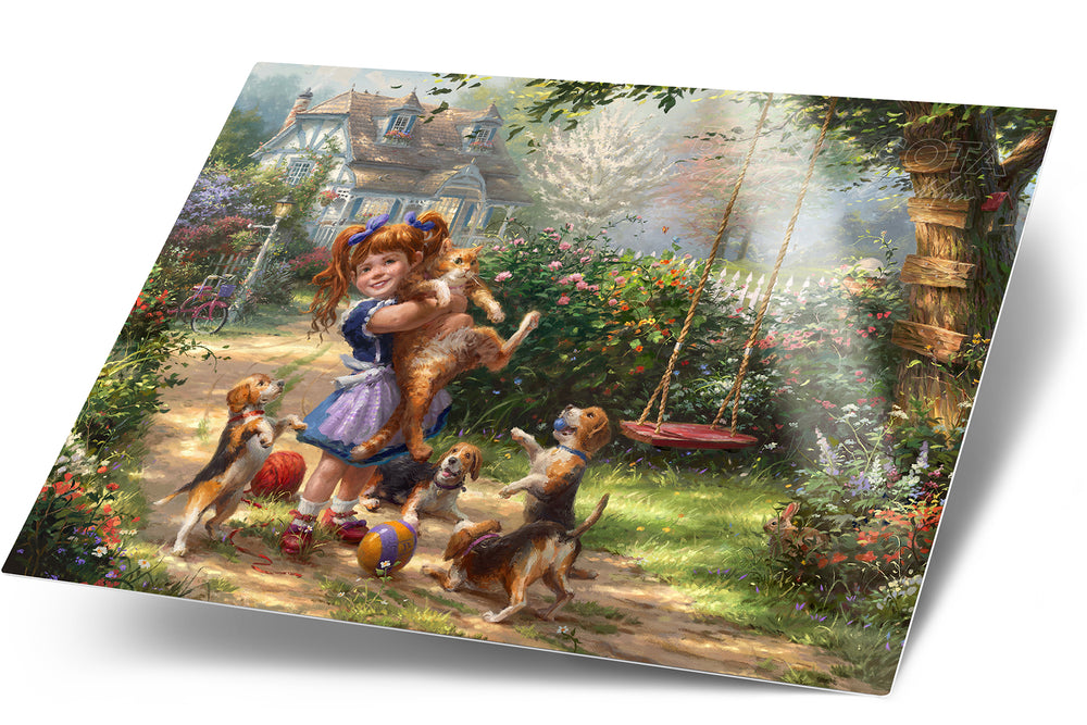 
                  
                    Summer Joy | Girl and her Cat - Blend Cota Art Print on Metal - Blend Cota Studios
                  
                