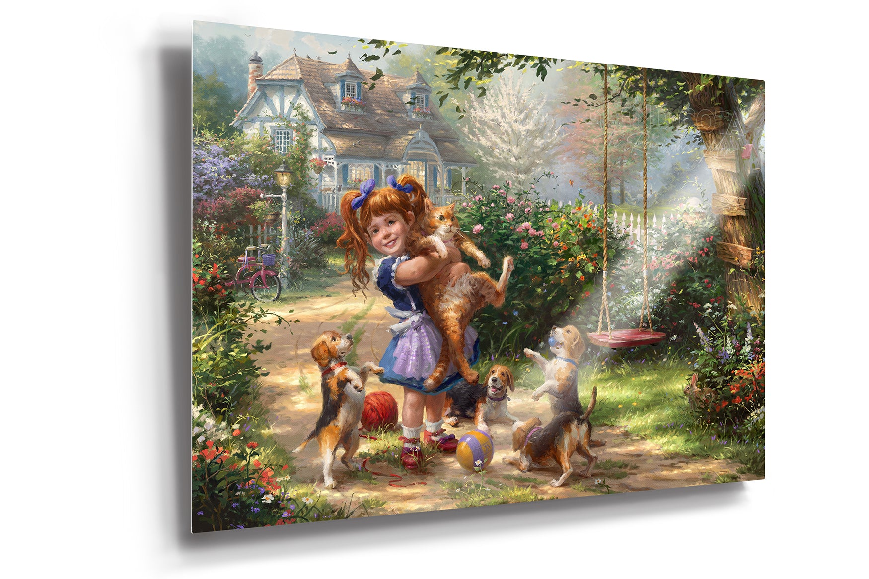 Summer Joy | Girl and her Cat - Blend Cota Limited Edition Art on Metal - Blend Cota Studios