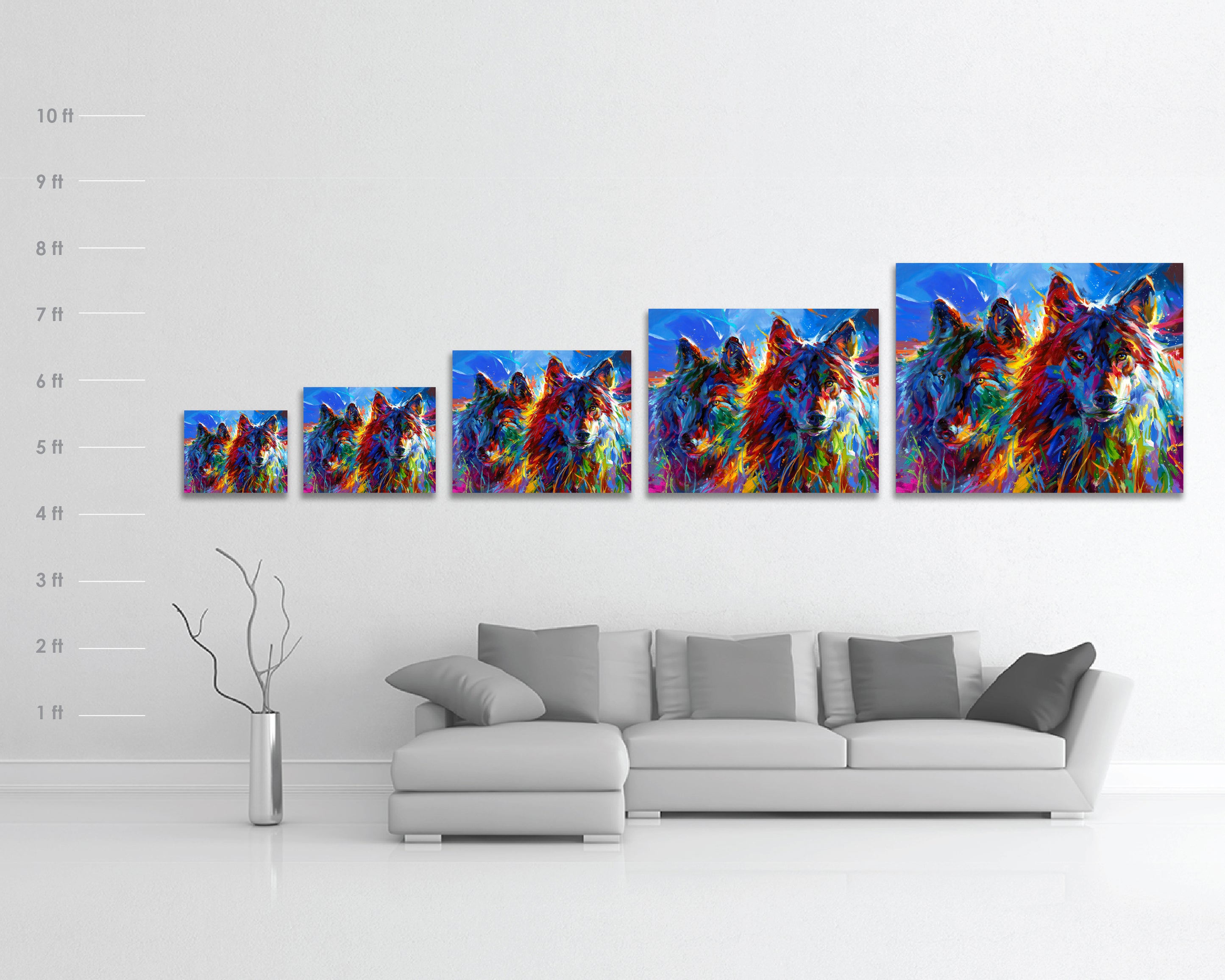 
                  
                    Wolves True Love painted by Blend Cota Limited Edition Art Framed on metal from Blend Cota Studios with size chart comparison
                  
                