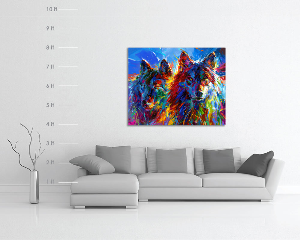 Wolves True Love painted by Blend Cota Original Oil Painting Framed from Blend Cota Studios size chart