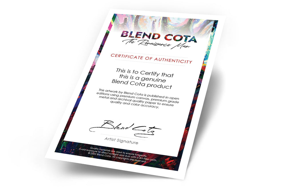 blend cota art prints sample of certificate of authenticity