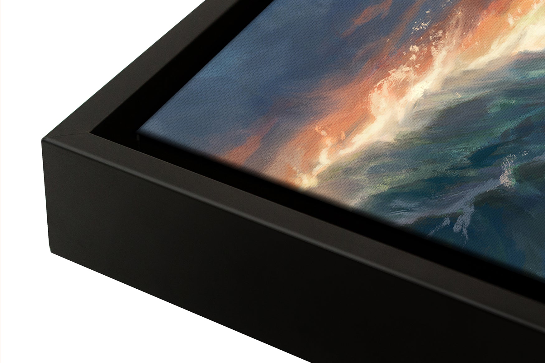
                  
                    Nothing is Impossible | Moses Parting the Red Sea - Blend Cota Art Print Framed on Canvas - Blend Cota Studios - Black Frame Close up
                  
                